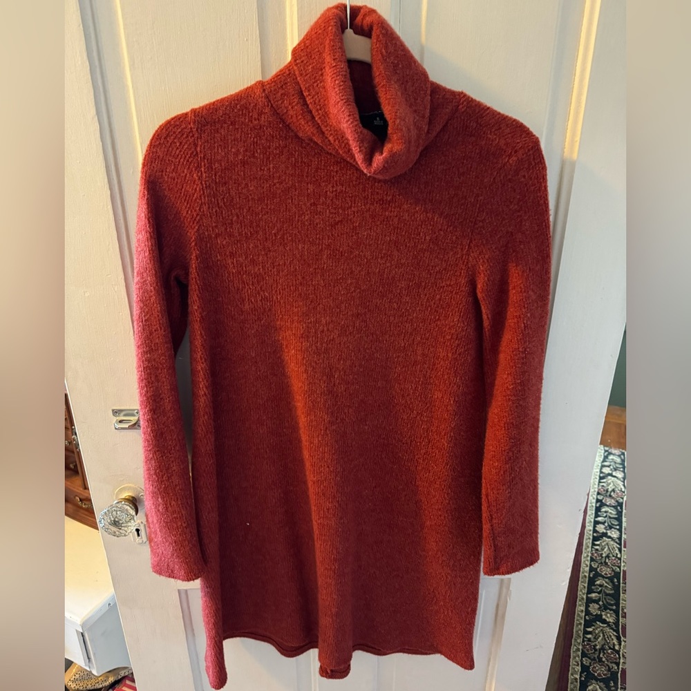 Lulus Orange/Red Turtleneck Sweater Dress
